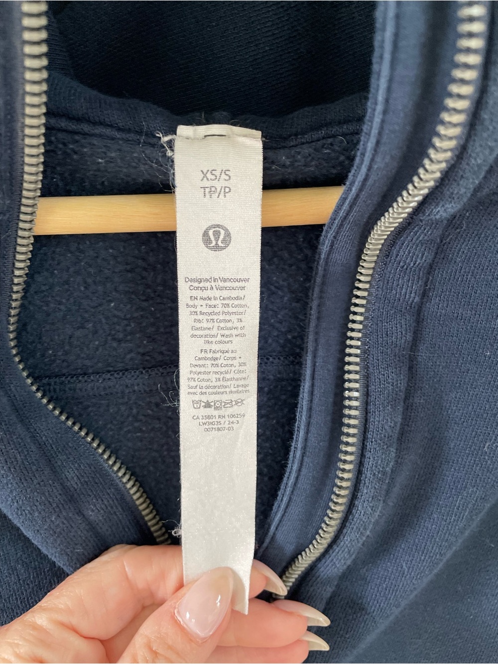 Lululemon Oversized Scuba Half-Zip Hoodie, Navy, XS/S - Picture 5 of 7